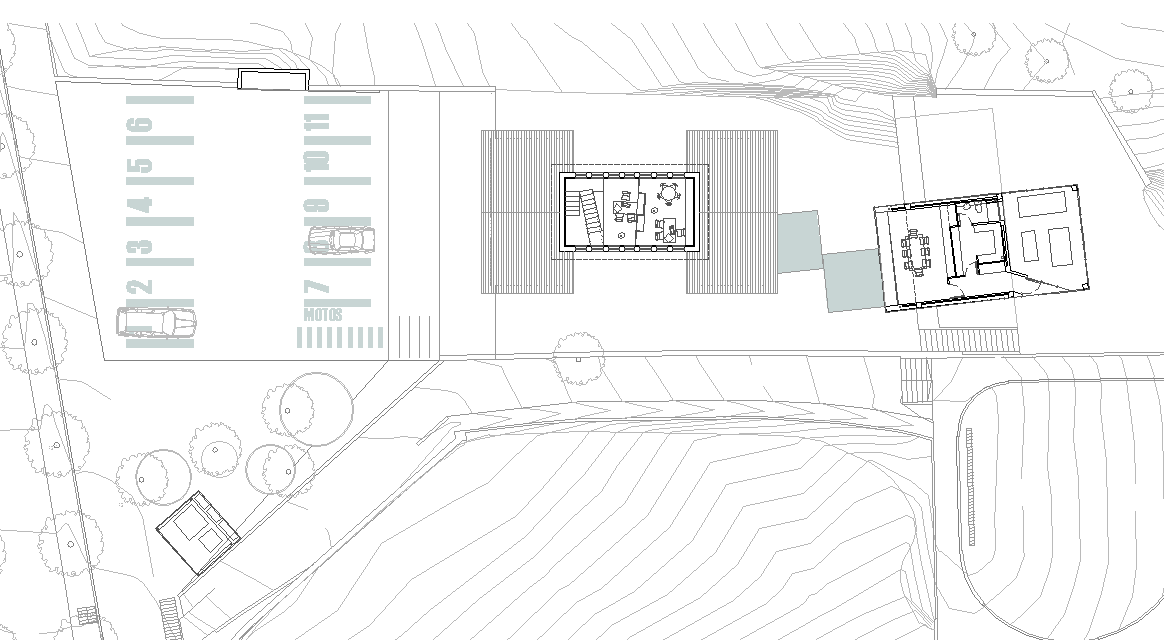 Planta de distribución de proyecto de remonta en edificio unifamiliar, Barcelona. Diseño de estudigaau arquitectes